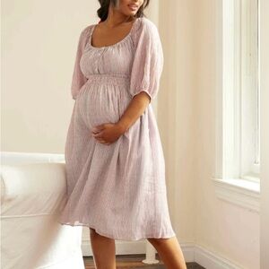 Hatch Maternity The Briar Dress Size 3 Large peasant smocked waist Spring NEW